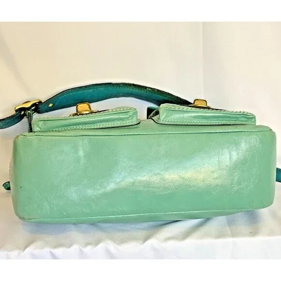 Coach Legacy 65th Anniversary Double Turnlock Satchel Teal Blue F13371 AS IS - Picture 9 of 16